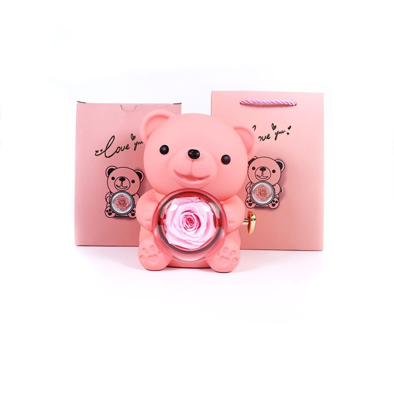 Urso com Rosa Real Preservada