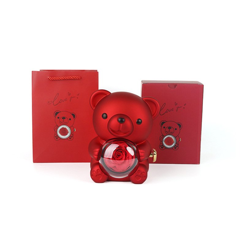 Urso com Rosa Real Preservada