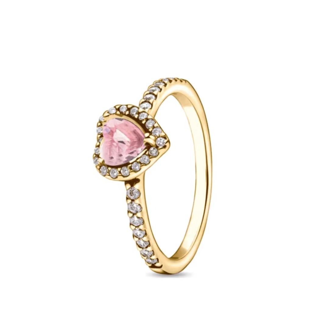 Anel Solitário Coração Com Pedras (Ajustavel)