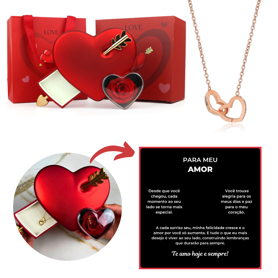 Caixa Cupido & Colar Dual Love Personalizavel