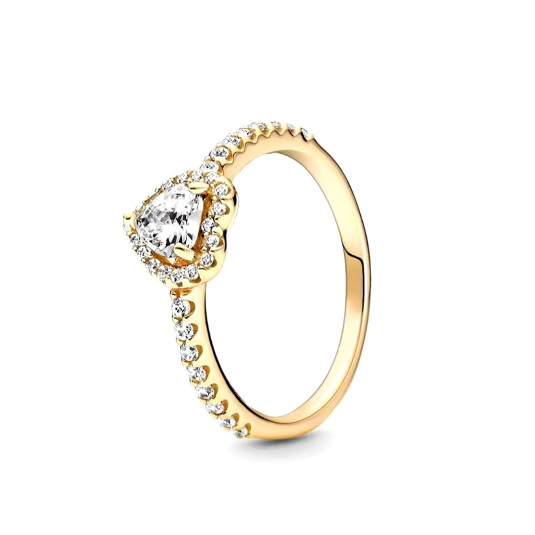 Anel Solitário Coração Com Pedras (Ajustavel)