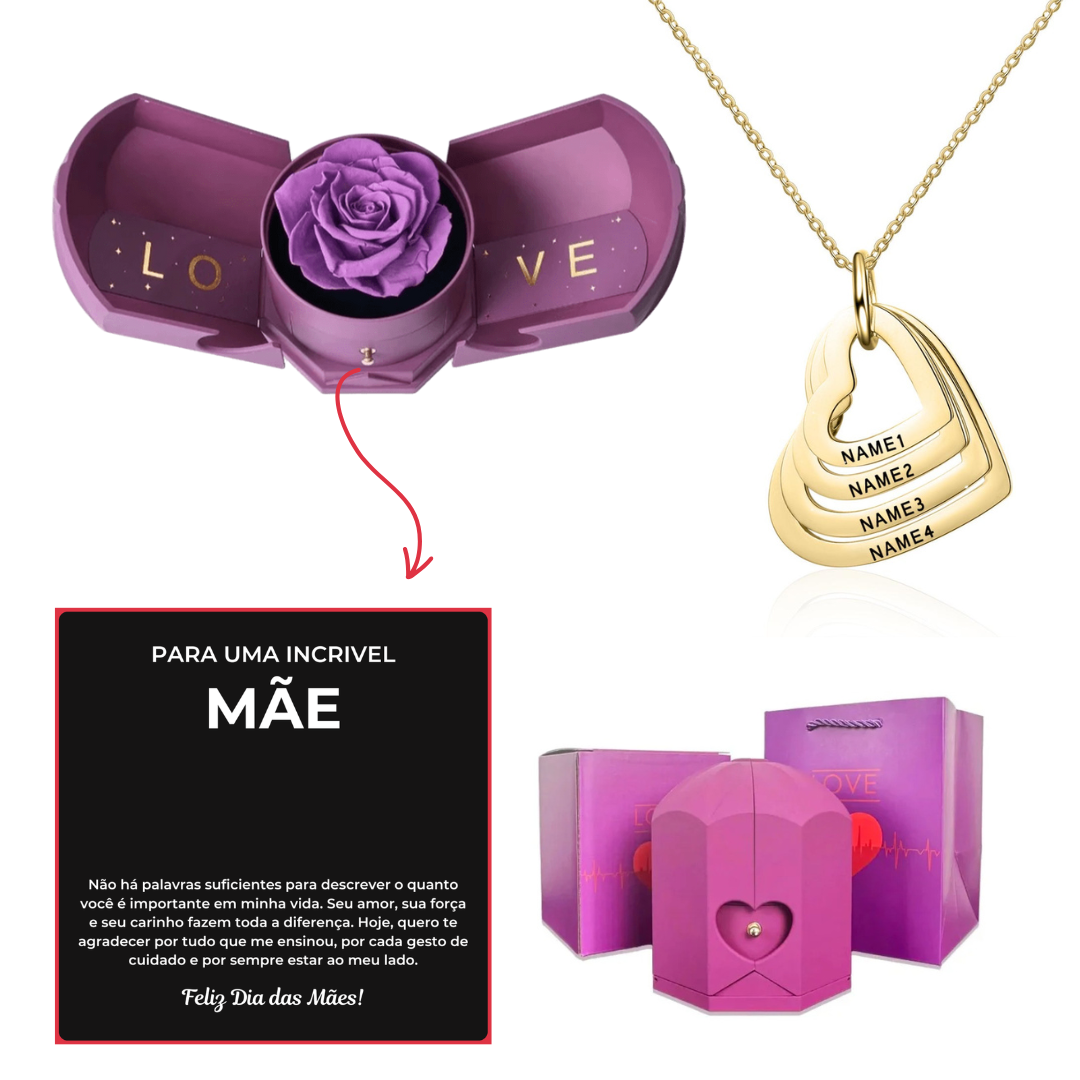 Caixa Asas & Colar Amor Fraterno Personalizado Com Nomes