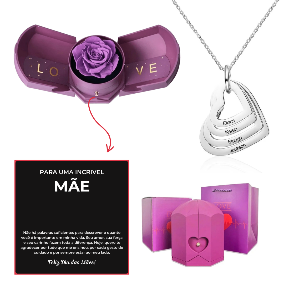 Caixa Asas & Colar Amor Fraterno Personalizado Com Nomes