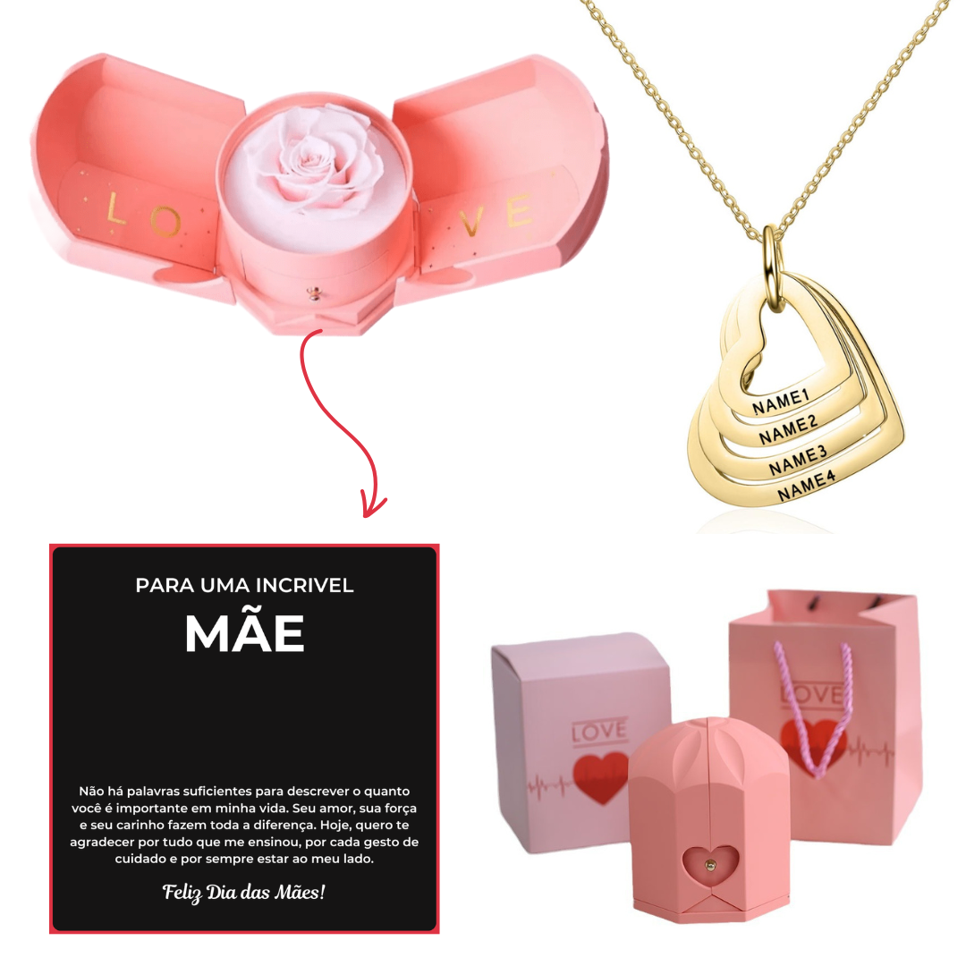 Caixa Asas & Colar Amor Fraterno Personalizado Com Nomes