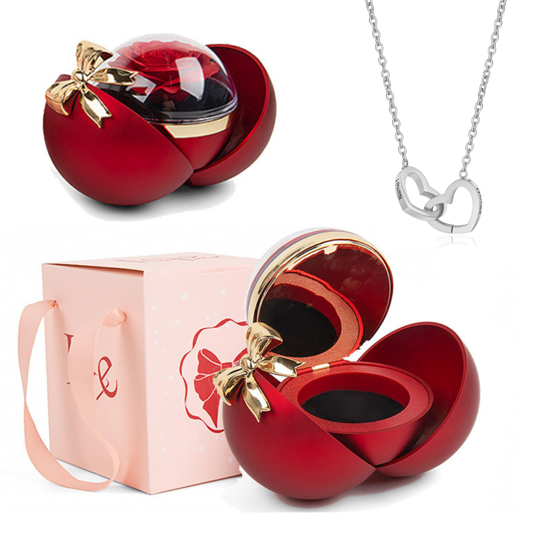 Caixa Laço Eterno & Colar Dual Love Personalizado