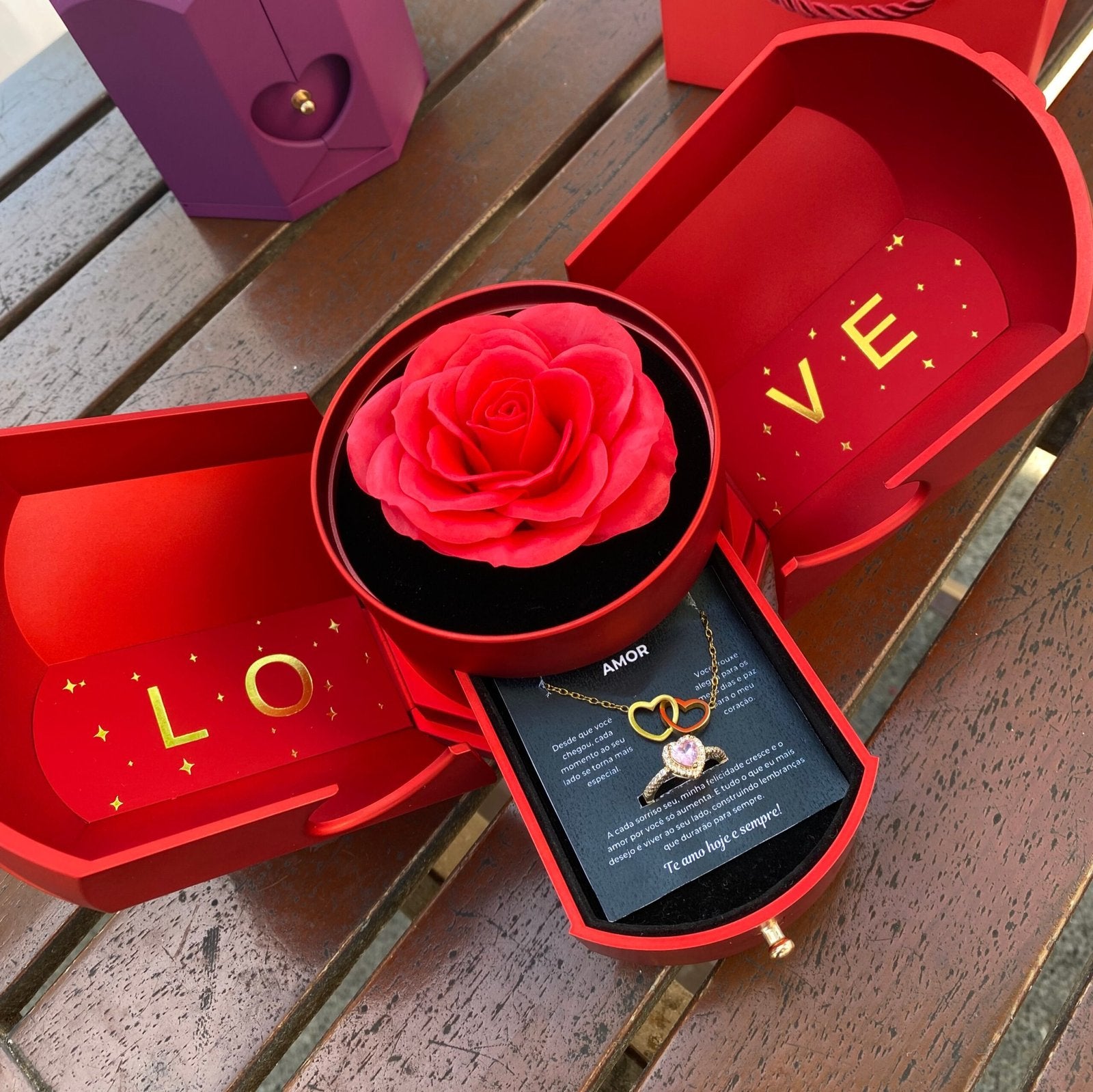 Caixa Asas & Colar Personalizado + Anel Solitário De Brinde