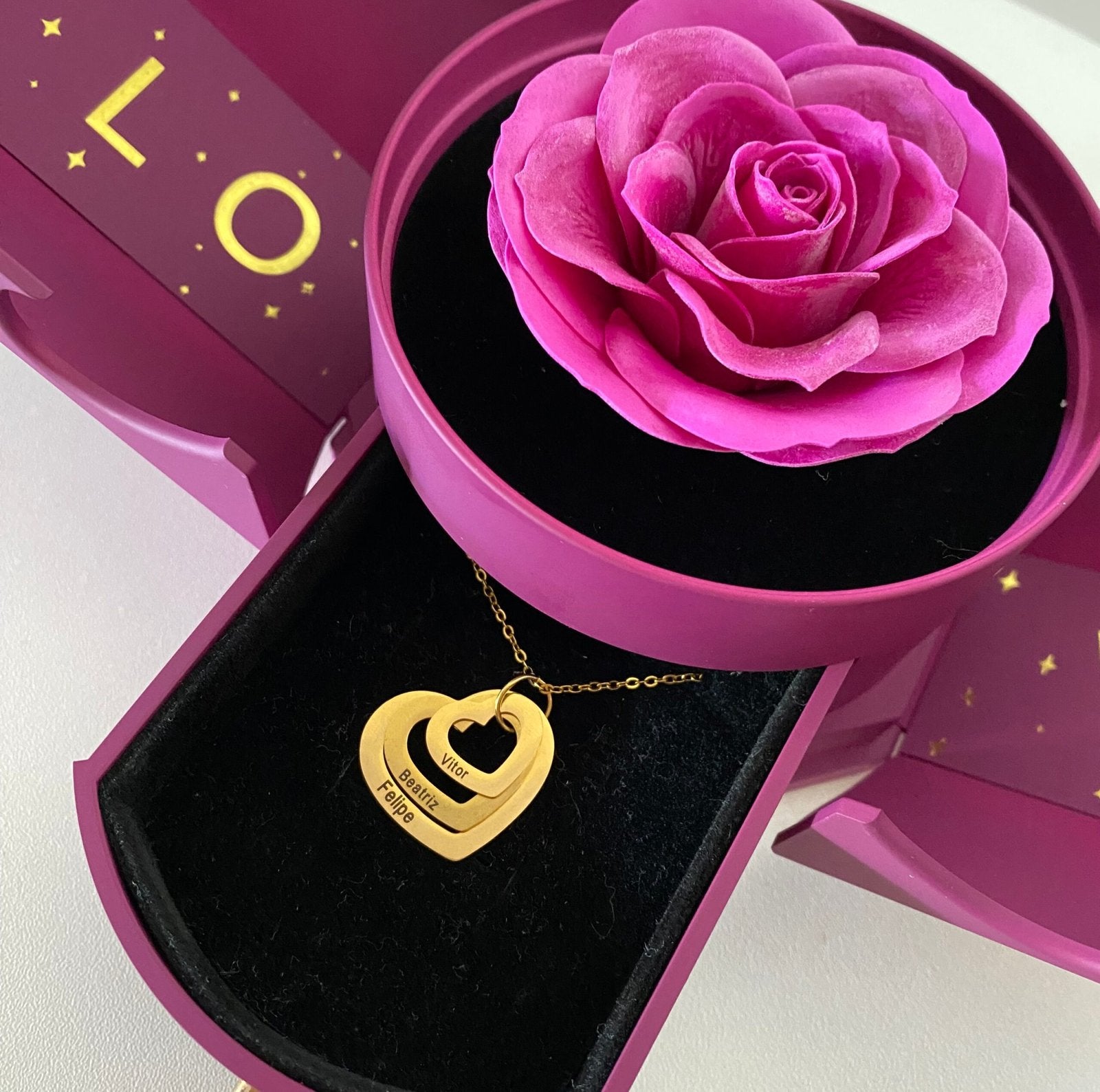 Caixa Asas & Colar Amor Fraterno Personalizado Com Nomes