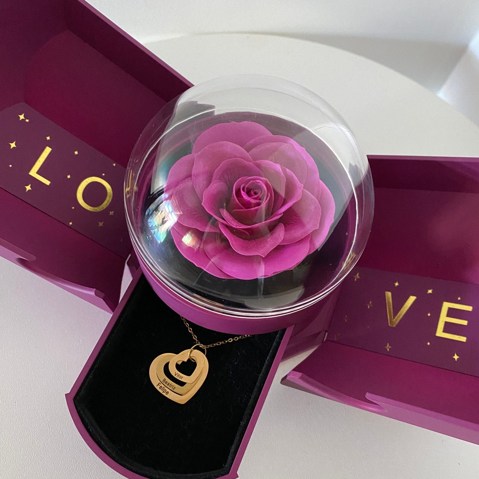 Caixa Asas & Colar Amor Fraterno Personalizado Com Nomes