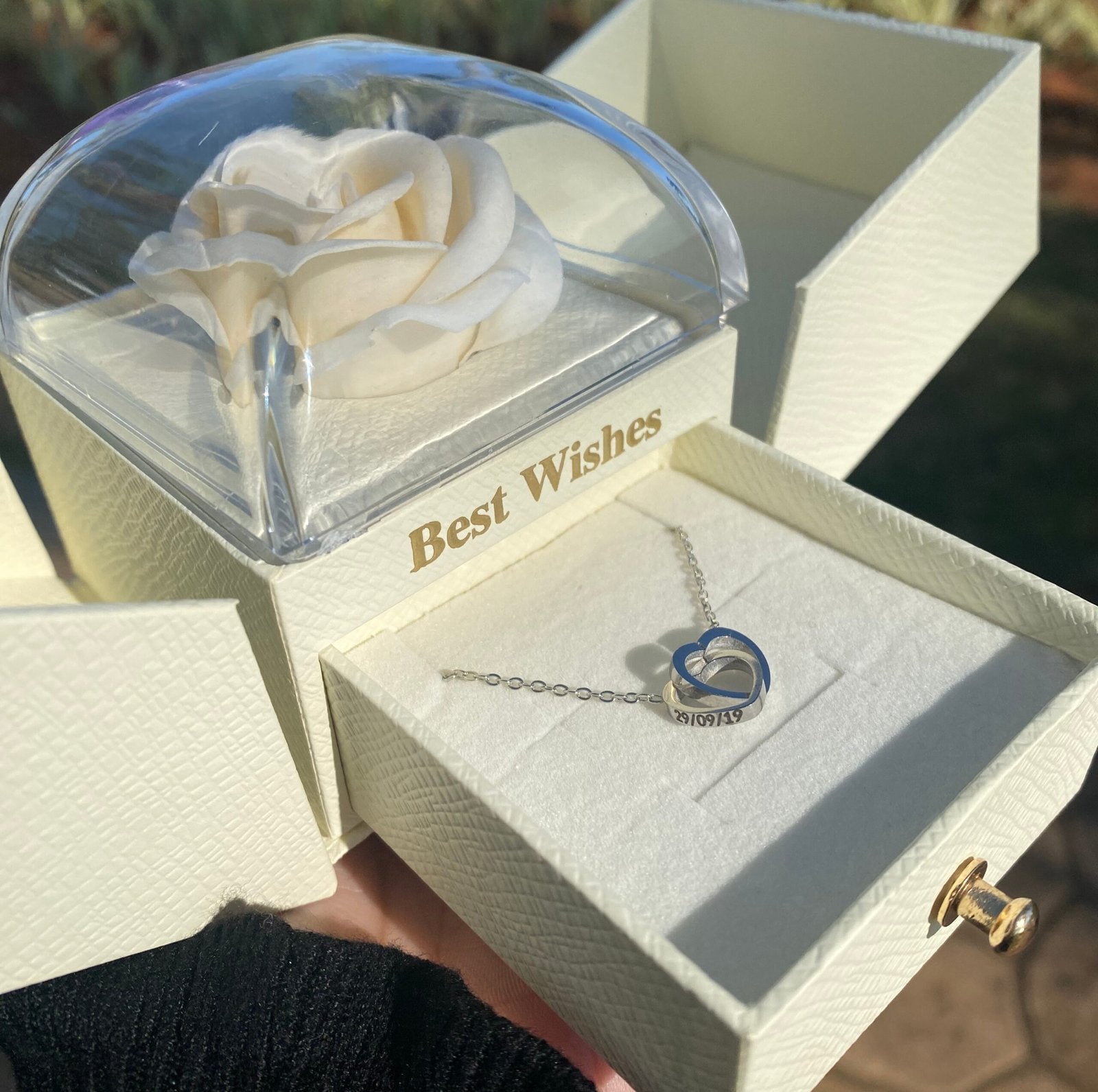 Caixa Com Rosa & Colar Dual Love Personalizado