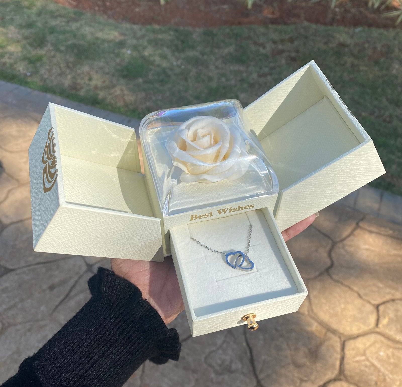 Caixa Com Rosa & Colar Dual Love Personalizado