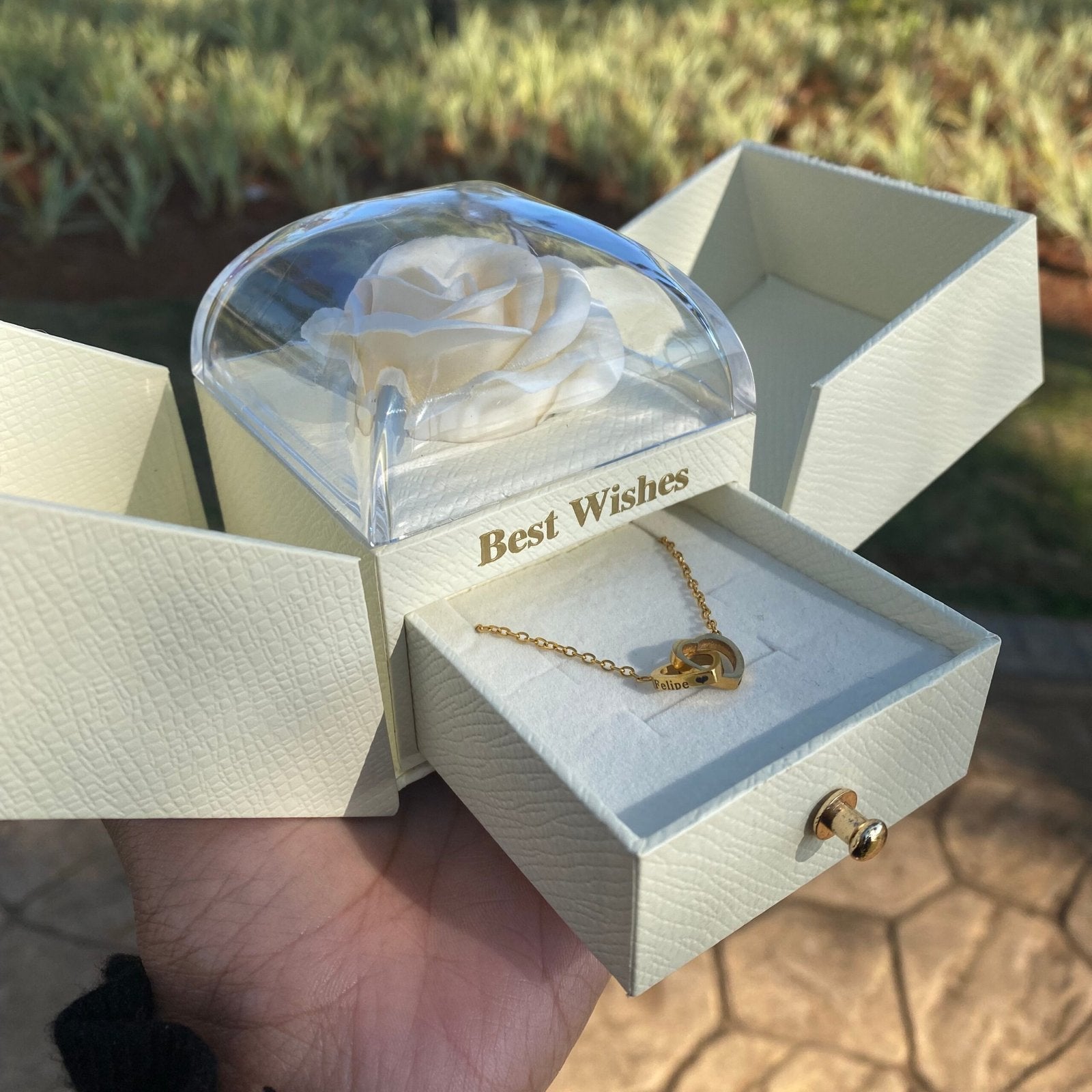 Caixa Com Rosa & Colar Dual Love Personalizado