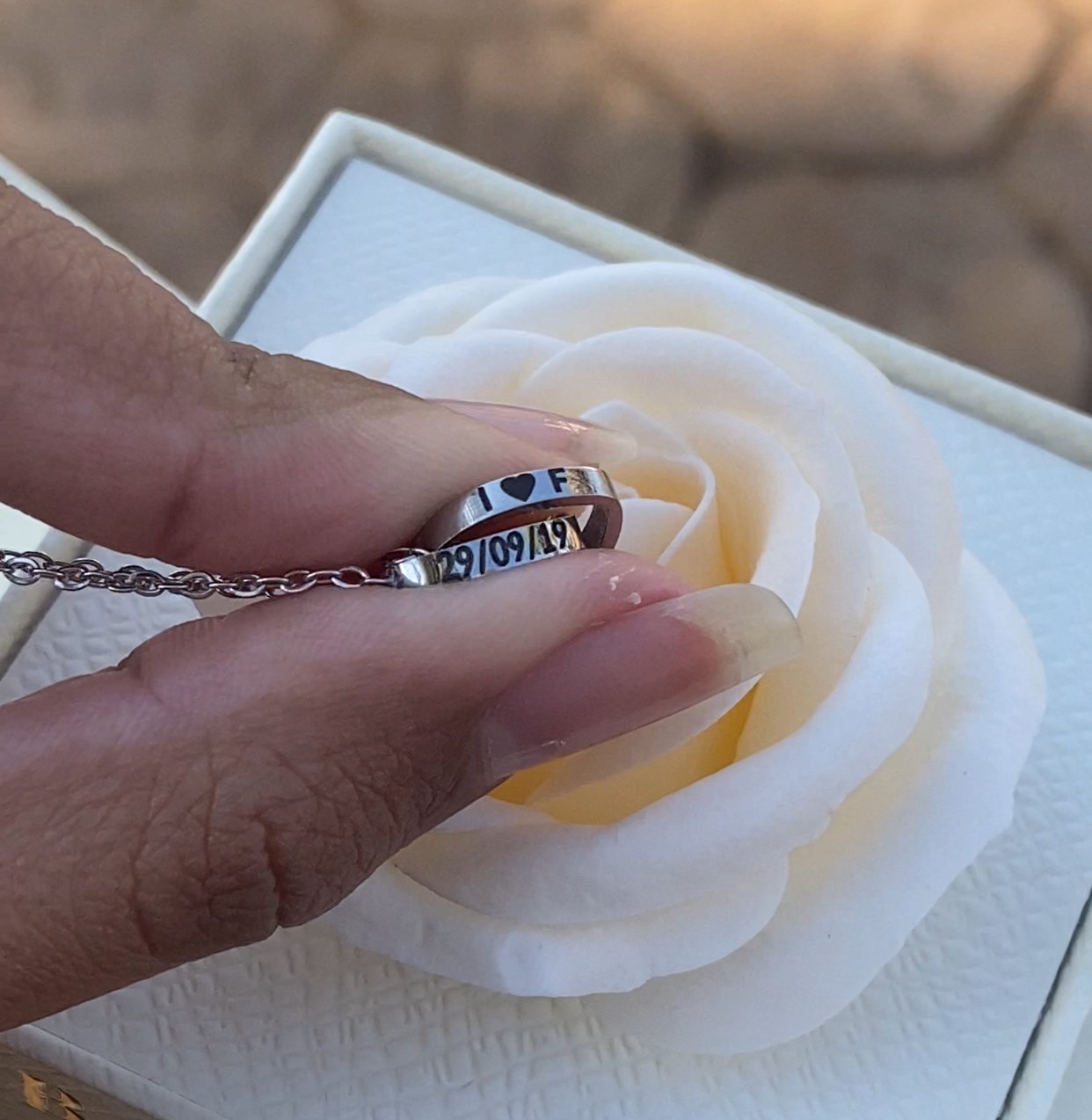 Caixa Com Rosa & Colar Dual Love Personalizado