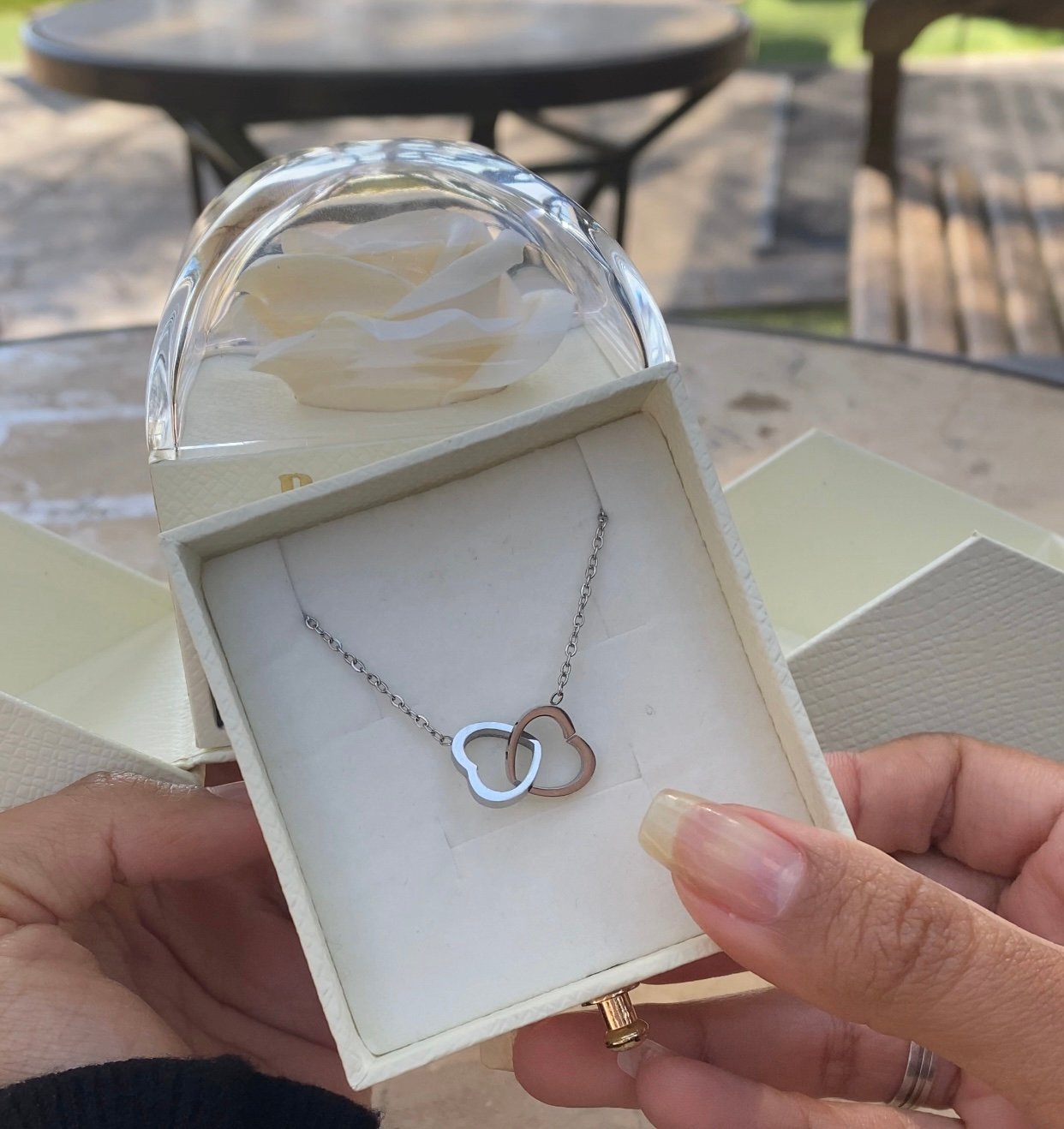 Caixa Com Rosa & Colar Dual Love Personalizado