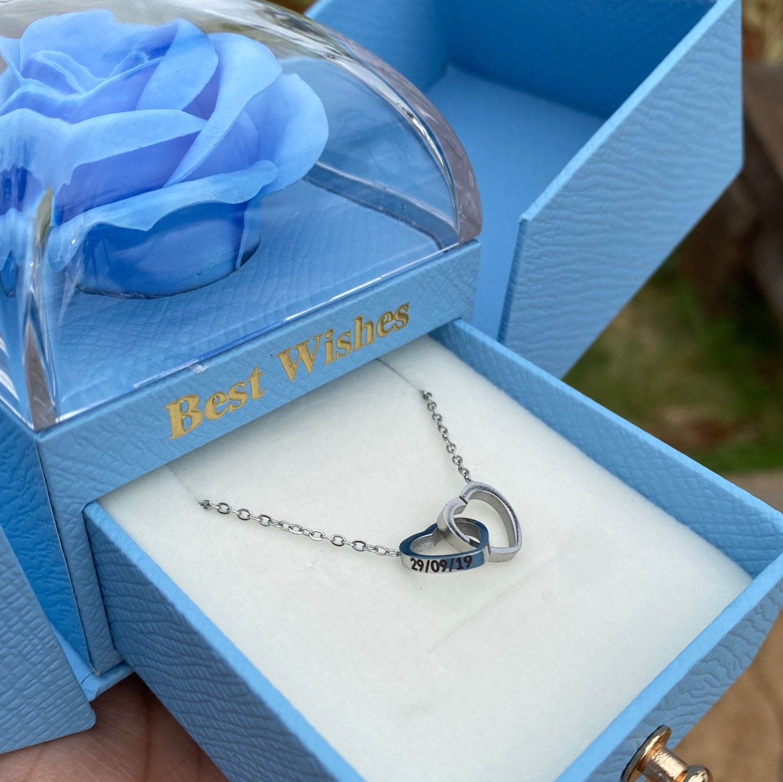 Caixa Com Rosa & Colar Dual Love Personalizado