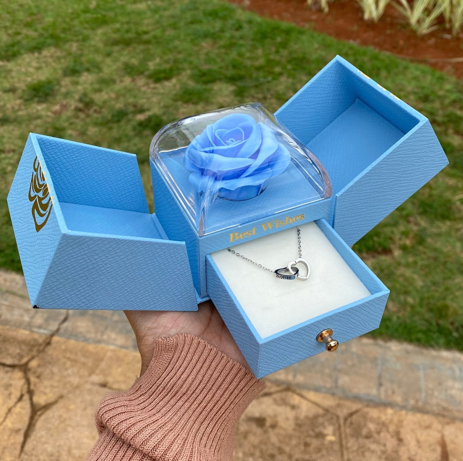 Caixa Com Rosa & Colar Dual Love Personalizado