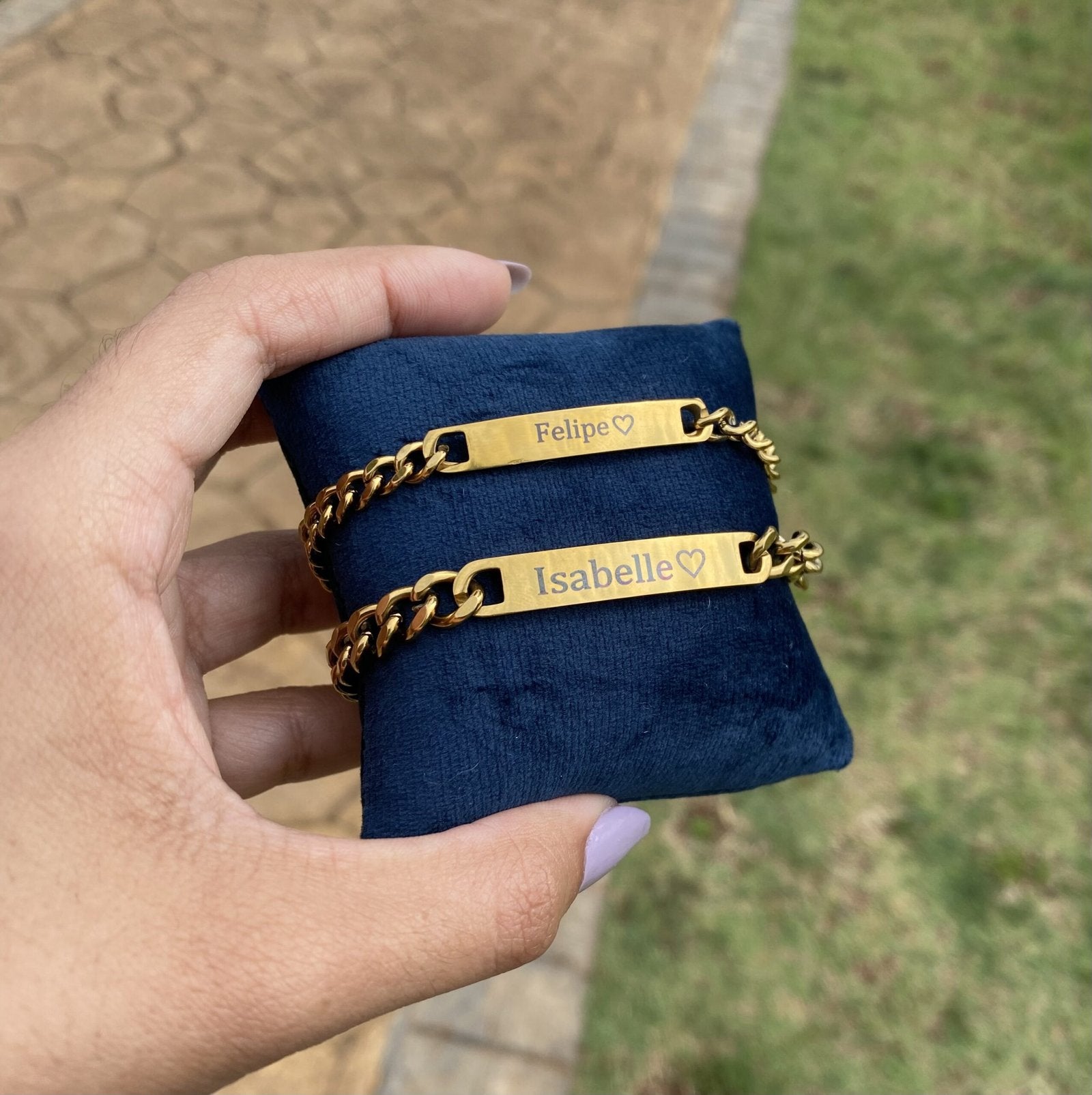 Pulseira Para Casais Com Nomes Gravados