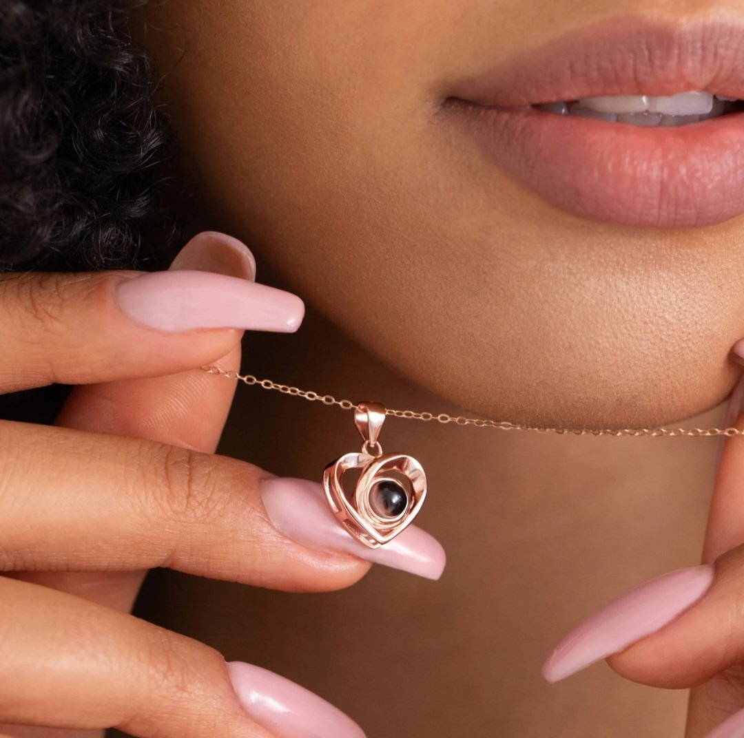 Caixa Rotativa Rosa Real & Colar Projeção Com Foto