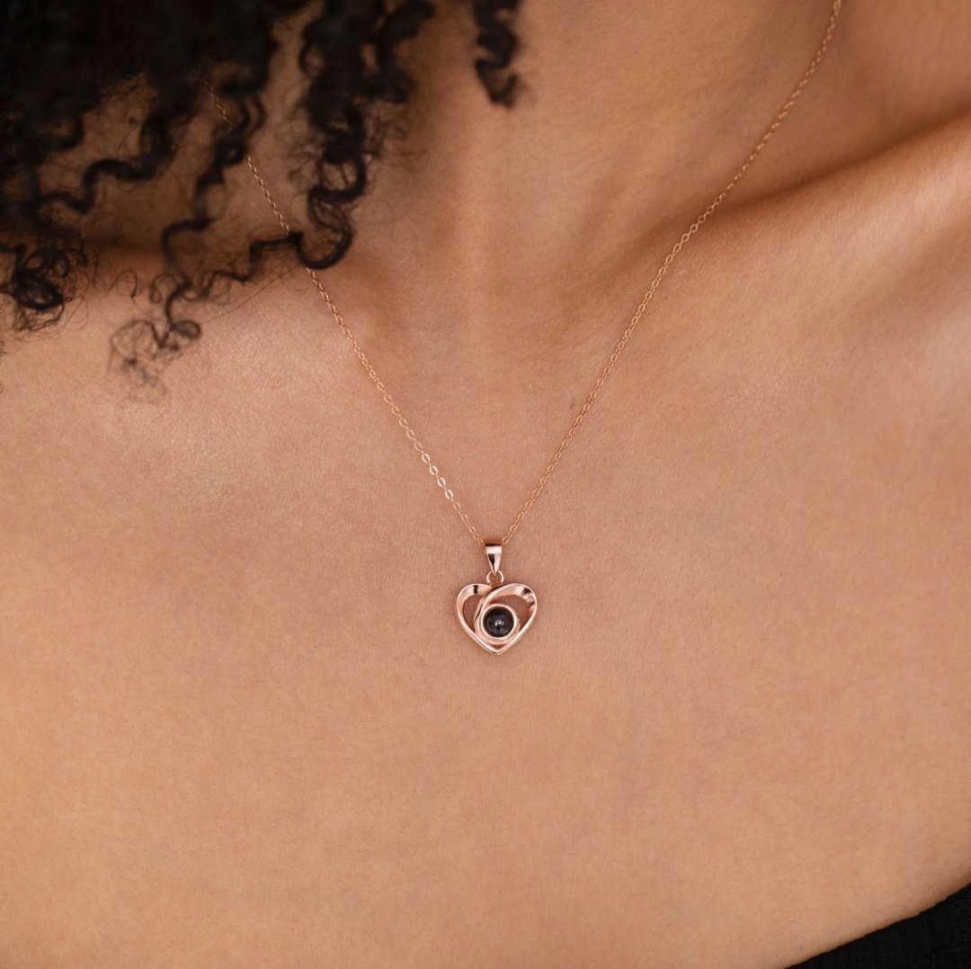 Caixa Rotativa Rosa Real & Colar Projeção Com Foto