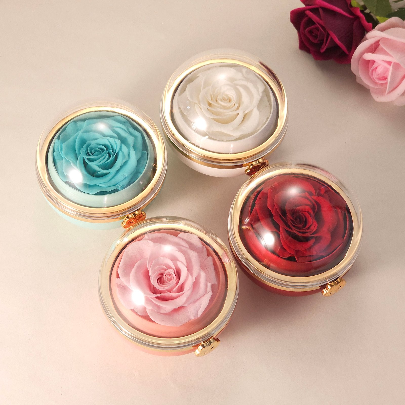 Caixa Rotativa Com Rosa & Colar Dual Love Personalizado