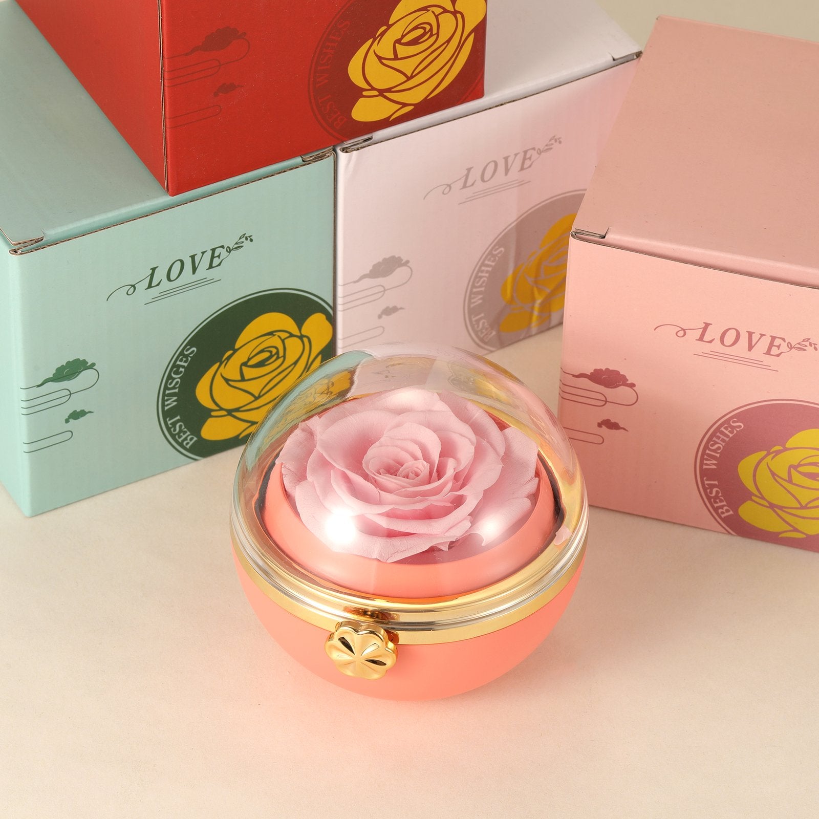 Caixa Rotativa Com Rosa & Colar Dual Love Personalizado