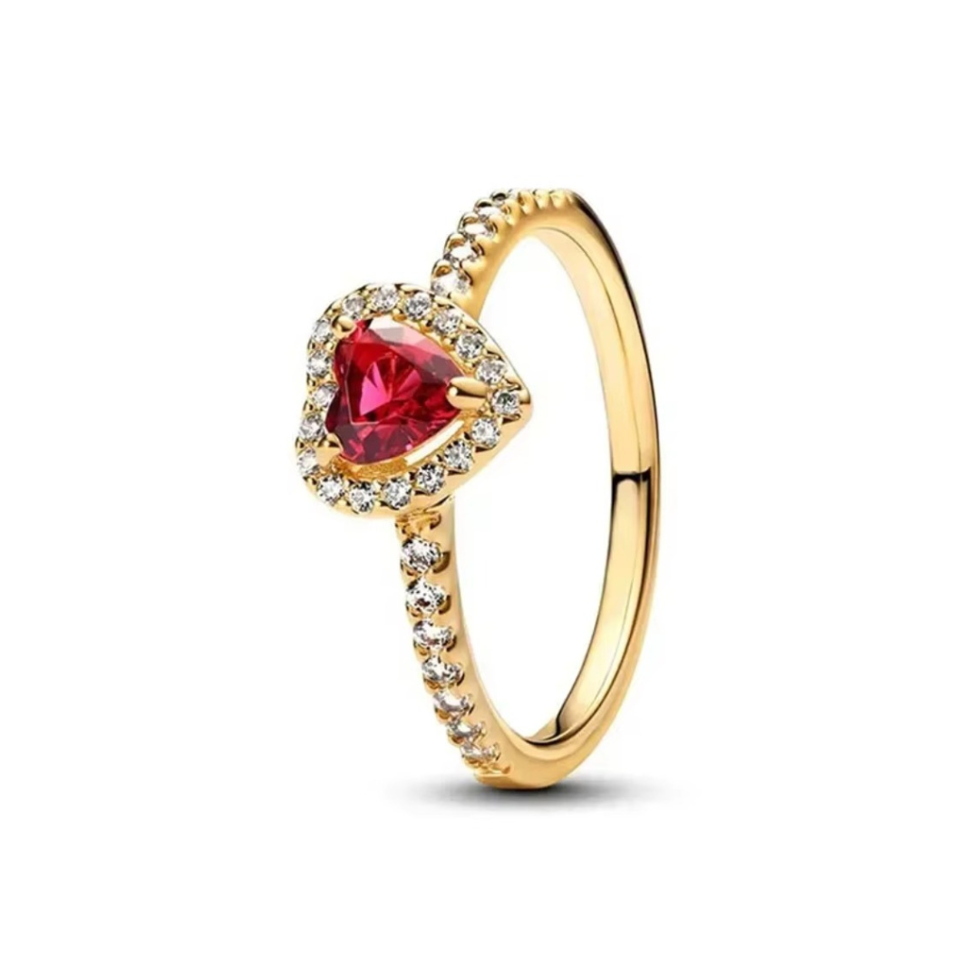 Anel Solitário Coração Com Pedras (Ajustavel)