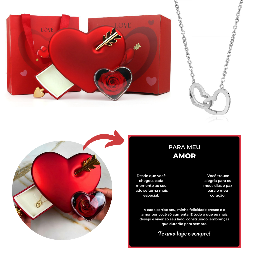 Caixa Cupido & Colar Dual Love Personalizavel