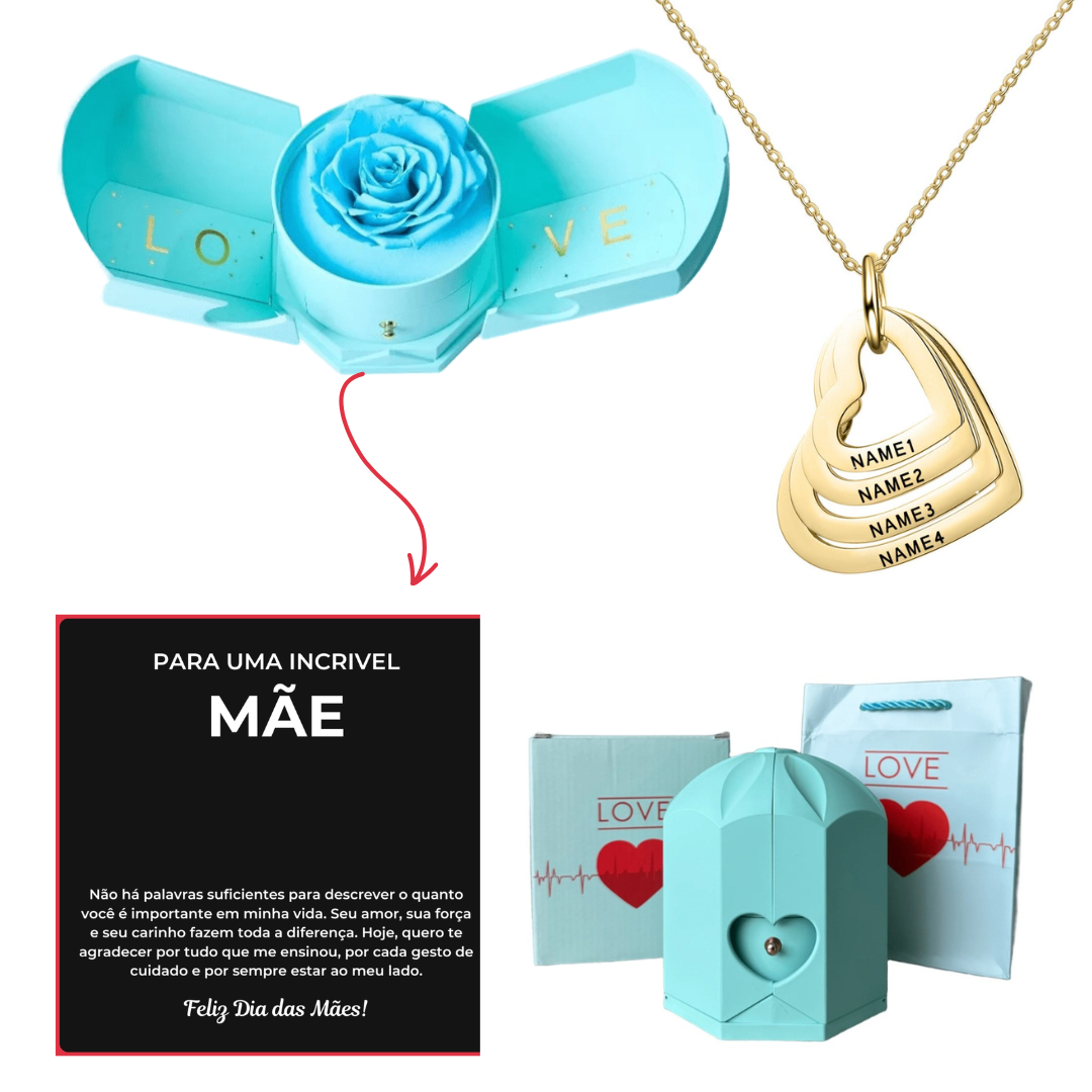 Caixa Asas & Colar Amor Fraterno Personalizado Com Nomes