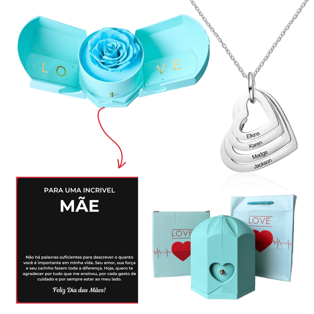 Caixa Asas & Colar Amor Fraterno Personalizado Com Nomes