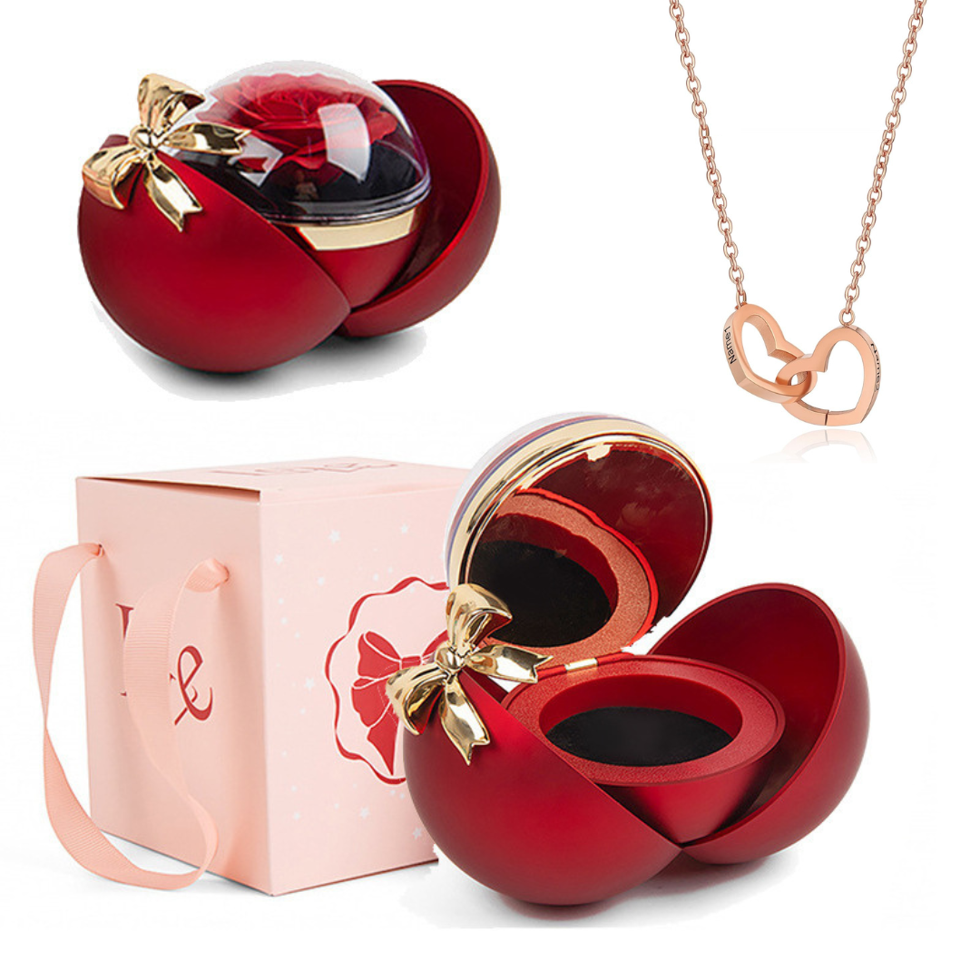 Caixa Laço Eterno & Colar Dual Love Personalizado