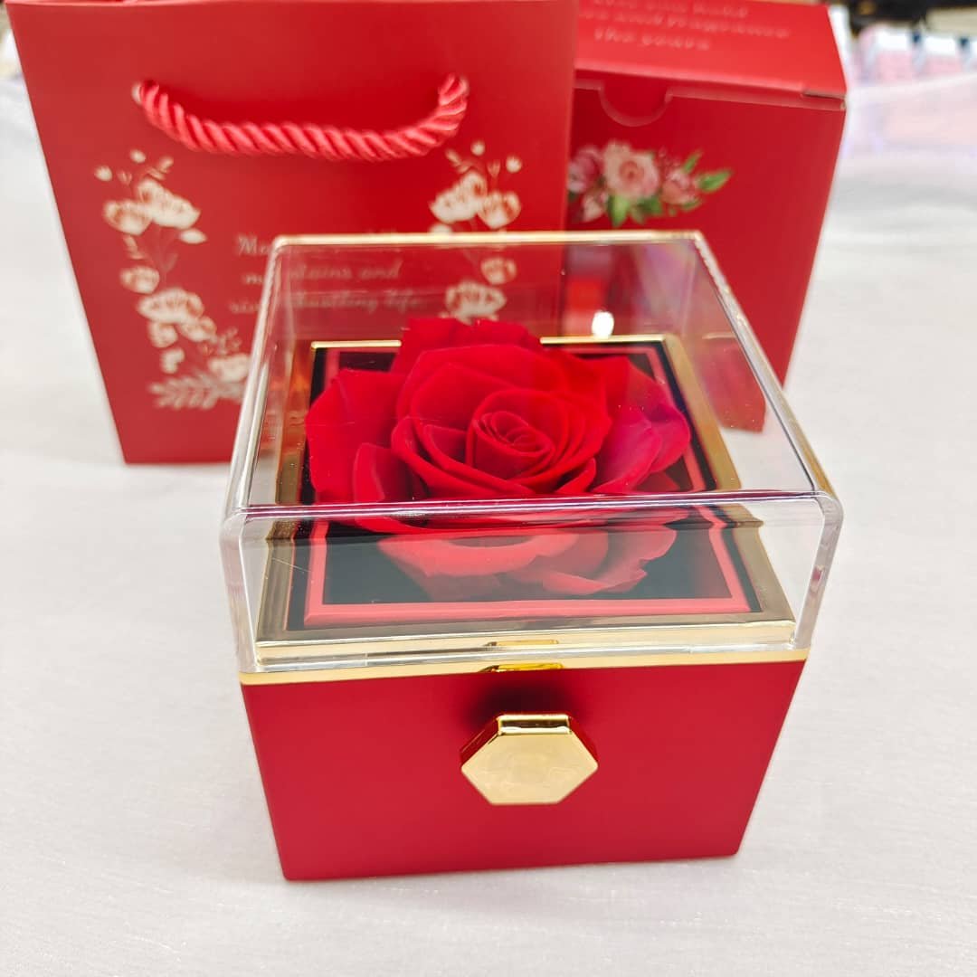 Caixa Rotativa Rosa Real & Colar Envelope Personalizado