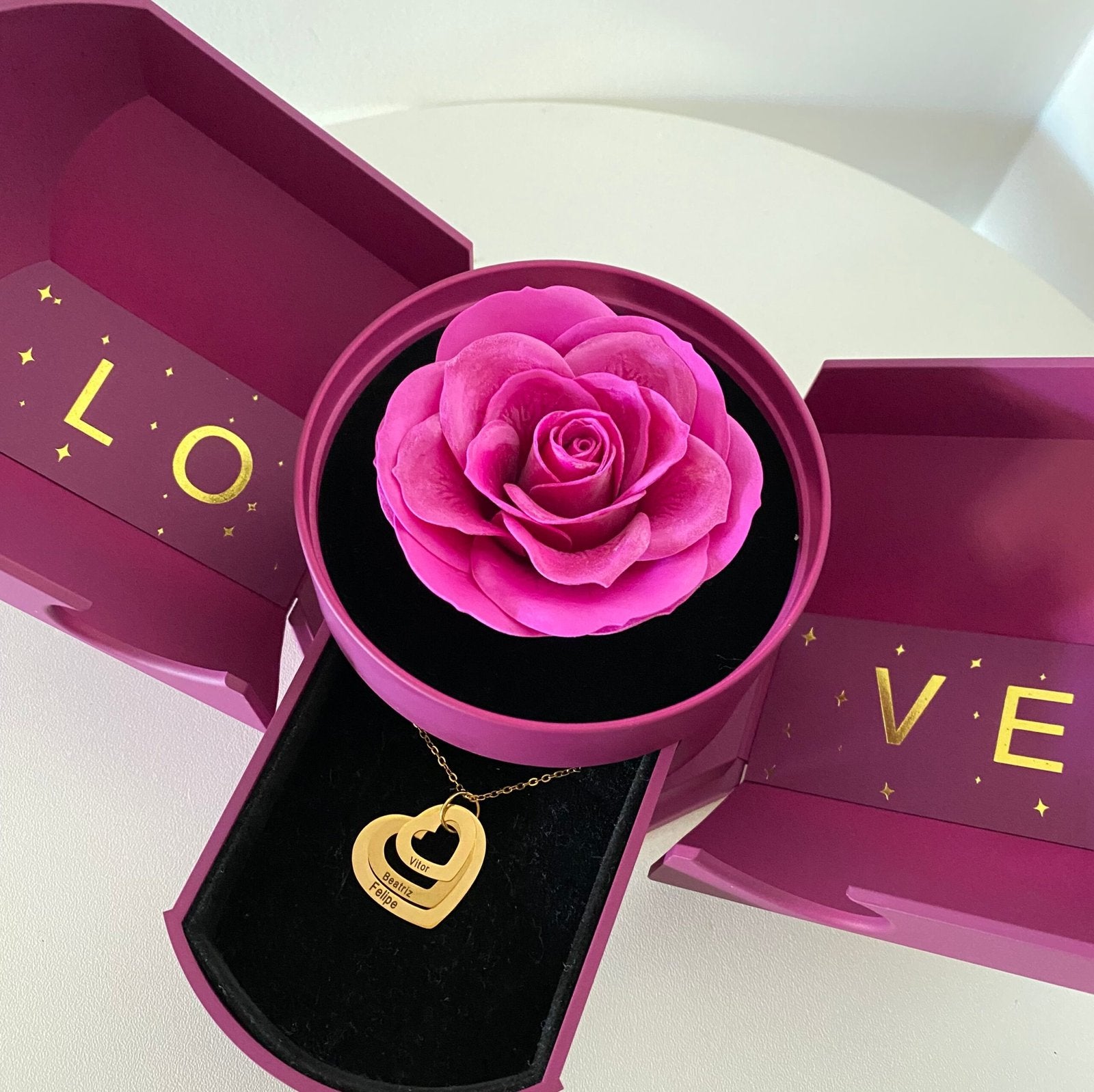 Caixa Asas & Colar Amor Fraterno Personalizado Com Nomes