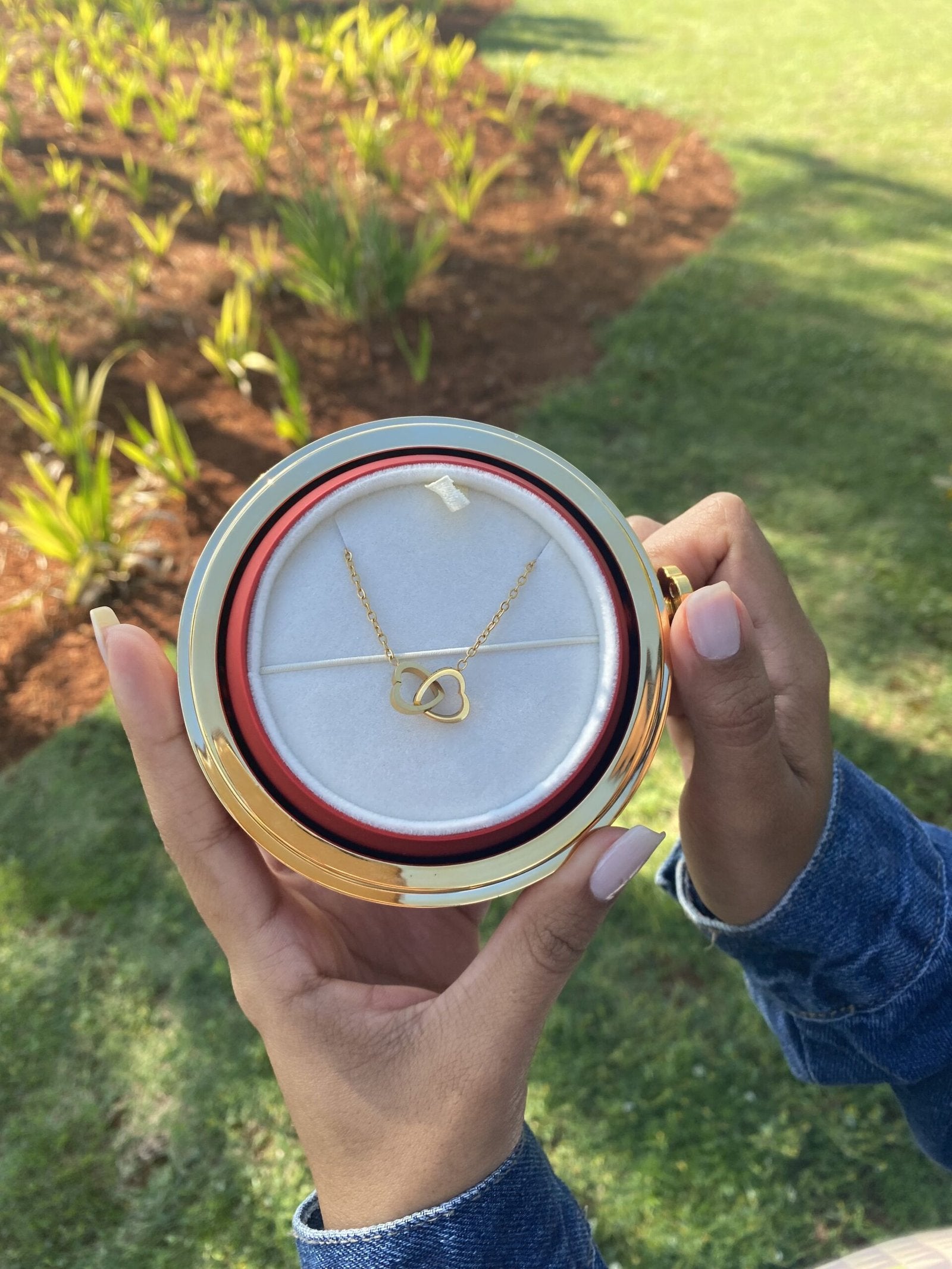 Caixa Rotativa Com Rosa & Colar Dual Love Personalizado