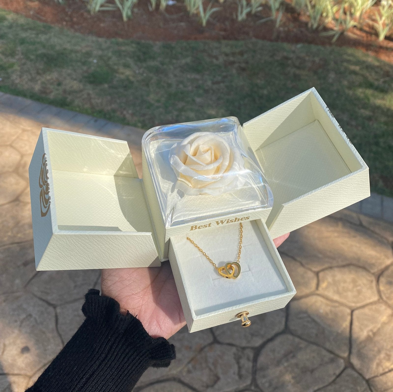 Caixa Com Rosa & Colar Dual Love Personalizado