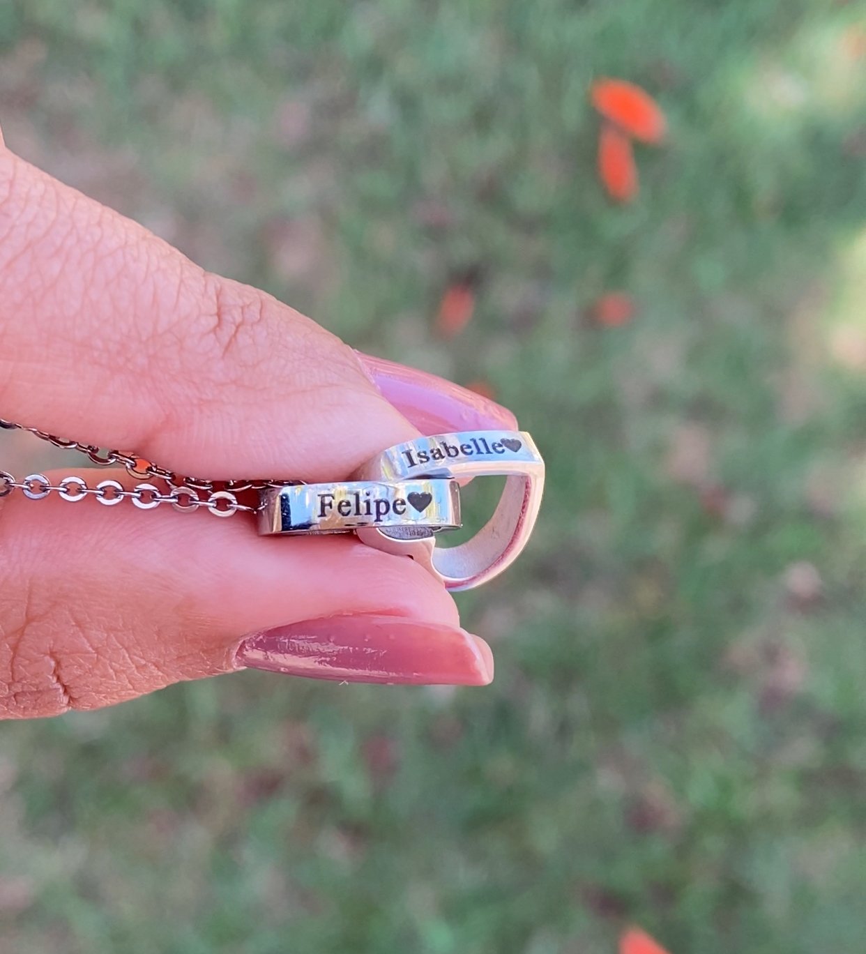 Urso Rotativo Com Rosa Real & Colar Dual Love Personalizado