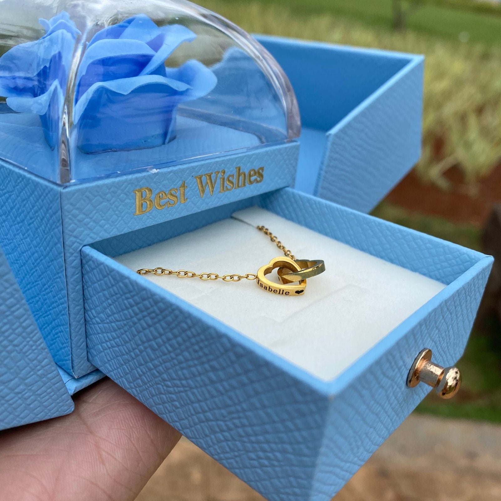 Caixa Com Rosa & Colar Dual Love Personalizado