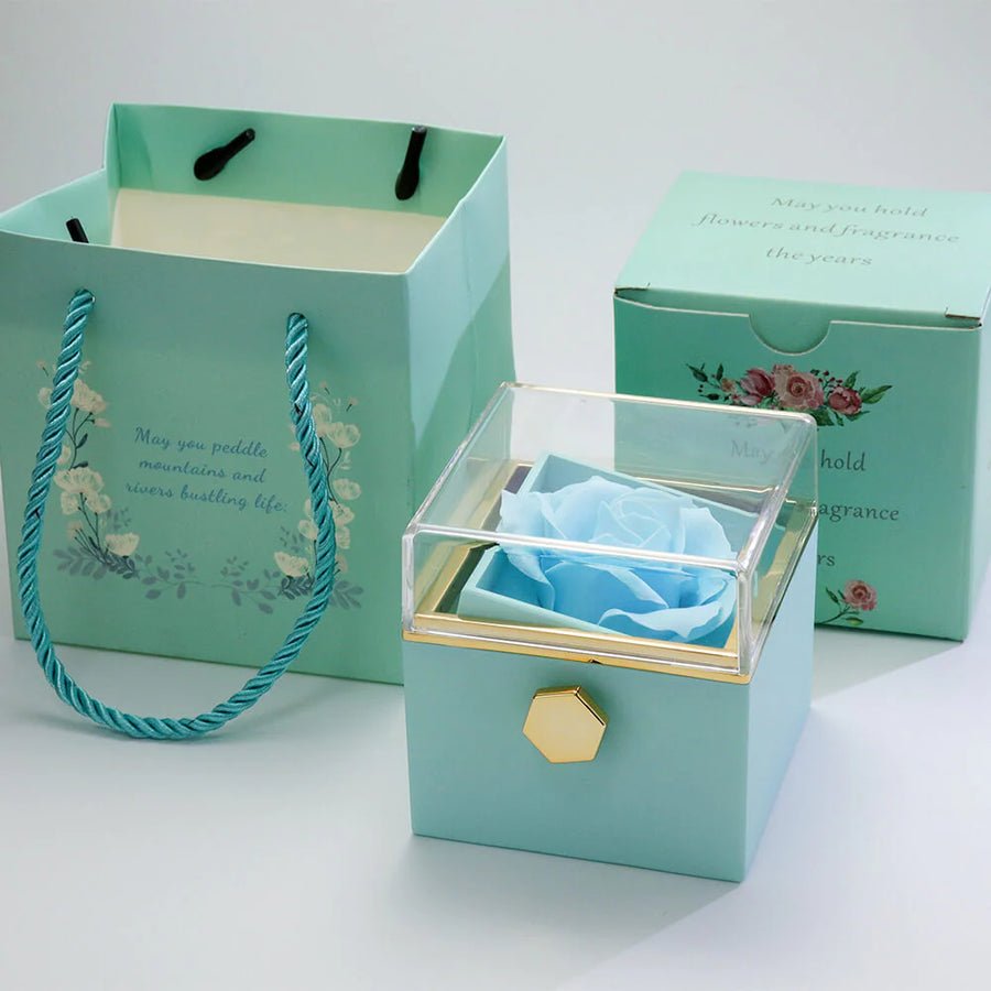 Caixa Rotativa Rosa Real & Colar Personalizavel Com Nomes