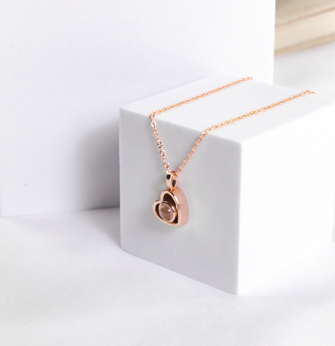 Urso Rotativo Com Rosa Real & Colar Projeção Com Foto