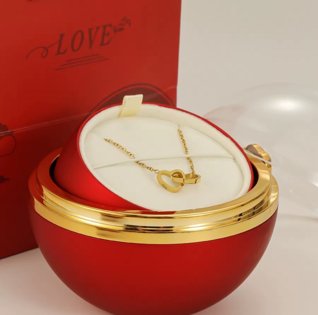 Caixa Rotativa Com Rosa & Colar Dual Love Personalizado